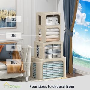 Wholesale Foldable Collapsible Storage <b>Boxes</b> 50x40x33 66L Waterproof Heavy Duty Modern Luxury Wardrobe Furniture <b>Clothes</b> Storage - Product Image 3