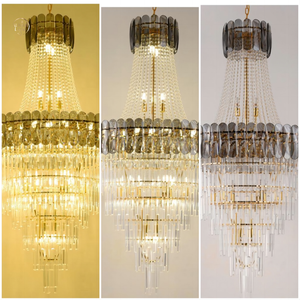 Personnalisé Hôtel <span class=keywords><strong>Foyer</strong></span> Villa Mariage Pendentif Lumières Haut Plafond De Luxe Grand Empire Or Long K9 Lustre En Cristal - Product Image 6