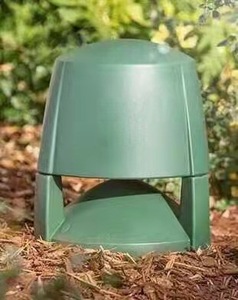 Haut-parleur extérieur cylindrique vert en plastique à poser sur table, sortie audio mono - Product Image 1