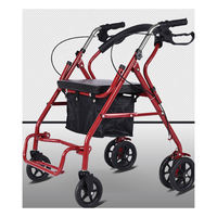 Factory Outlet Rollator Walker lipat portabel, pasien dapat diatur belanja medis luar ruangan baja Rollator Walker dengan dudukan