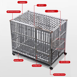 Sıcak satış güçlü katlanabilir köpek kafesi açık paslanmaz çelik metal köpek taşıma kafesi büyük köpek için kennels - Product Image 5