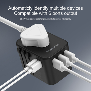 อะแดปเตอร์แปลงไฟ Wontravel Universal Travel Adapter 35.5W PD ชาร์จเร็วแบบออลอินวัน พร้อมพอร์ต USB 3 ช่อง และพอร์ต Type-C 2 ช่อง สำหรับแล็ปท็อป หูฟัง และกล้อง - Product Image 6