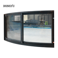 Ventana Corredera de Vidrio de 2 Paneles de Aleación de Aluminio Curvada con Mosquitera Integrada para Casas Modernas