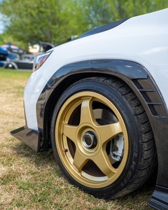 Jantes en alliage chicane style course années 90, élégantes, à rayons évasés, avec large espace pour étriers de frein, Noir/Argent/Blanc, compatibles VW Subaru <span class=keywords><strong>Ford</strong></span> Mustang - Product Image 4