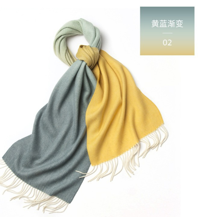 2022 Winter And Autumn new arrival gradient color unique design 100% lambswool shawl width women nepal cashmere blend scarf