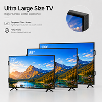 Televisor Inteligente Android QLED 4K de 85 Pulgadas, Montado en la Pared, Pantalla Grande de 75 100 Pulgadas, para Sala de Reuniones, Hotel y Cine en Casa