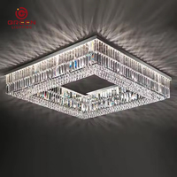 Lustre en cristal moderne de luxe pour hôtel, support d'éclairage LED avec télécommande et hauteur réglable pour la maison de mariage