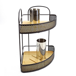 Hot bán Stylish dây sắt phòng tắm góc giá bồn rửa truy cập hàng đầu 2 Tầng Kệ phòng tắm với cơ sở tre - Product Image 4