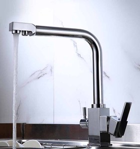 Bán hot Quảng trường cơ thể Brass bếp Vòi 3 cách kép xử lý lưu vực bồn rửa Mixer Lọc Vòi Nước Nhà Bếp - Product Image 2