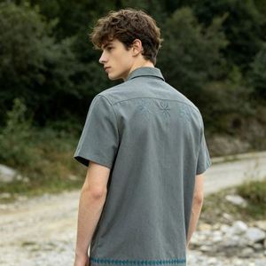 Polyester Cotton Men's Short Sleeve Shirt Orignal <b>Camera</b> Pic Men's Short Sleeve Shirt With Pocket Blank Shirts For Embroidery - Product Image 2