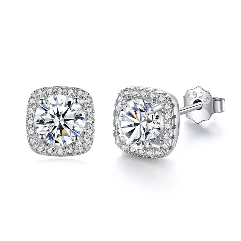 도매 실험실 재배 Moissanite 다이아몬드 화이트 925 스털링 여성과 남성을 위한 캐럿 약혼 귀걸이 당 실버 가격