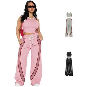 Ensemble de survêtement décontracté pour femme, pantalon de jogging surdimensionné, sans manches, en molleton français, élégant, vêtements de détente, streetwear, 2 pièces - Product Image 1