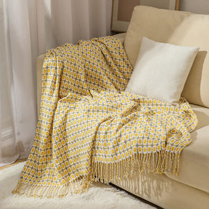 Couverture tricotée confortable pour décor à la maison avec gland couleur unie douce et confortable pour canapé - Product Image 4
