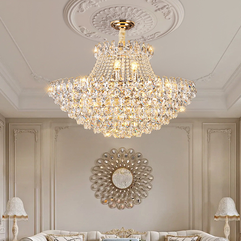 LED Light Source Hanging Ceiling K9 clear Round Crystal Ball Luxury Adjustable Height Chandelier Modern for Living Room Hotel