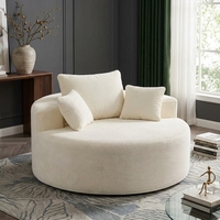 Sofá Cama Inflable Redondo Extra Grande de Corduroy, Sillón Moderno con Cojines Decorativos para Sala de Estar, Hotel o Espacios Pequeños