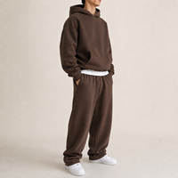Ensemble de survêtement décontracté unisexe en coton/polyester tricoté pour l'hiver, pantalon de jogging et sweat à capuche amples de haute qualité pour hommes