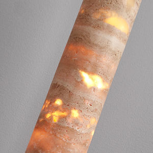 <span class=keywords><strong>Suspension</strong></span> en pierre jaune marbrée naturelle personnalisée Luminaire suspendu à long tube Lampe suspendue en travertin Wabi Sabi - Product Image 4