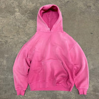 Sweat-shirt à capuche personnalisé en coton épais délavé à l'acide pour homme, coupe oversize en molleton bouclette, épaules tombantes, effet délavé, style pull-over
