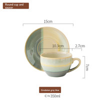 Ensemble tasse et soucoupe en céramique rétro avec glaçure de four, tasse à café en porcelaine à dégradé de couleurs, tasse à thé vintage pour café, maison, cadeau