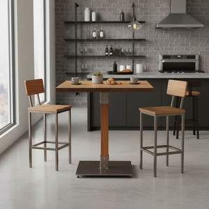 Noce chiaro in legno massello tavolo da pranzo assemblato disegno industriale convertibile allungabile per la casa Bar ufficio cucina uso Bar - Product Image 3