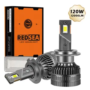 红海120W 42000lm V16汽车配件发光二极管CSP 3570芯片发光二极管前照灯带风扇H1 H3 H7 H11 9005 9006 9007 H4发光二极管前照灯灯泡