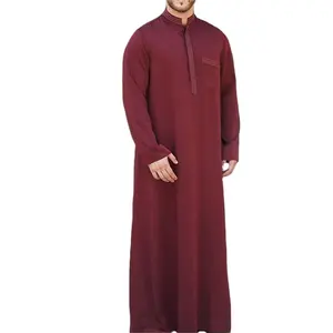 Abito ricamato, abbigliamento islamico a maniche lunghe di alta qualità di colore puro degli uomini arabi del medio oriente abbigliamento Casual abbigliamento musulmano