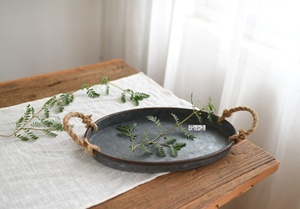 Poignée de corde de chanvre Offre Spéciale ancienne plaque de rangement en <span class=keywords><strong>fer</strong></span> <span class=keywords><strong>forgé</strong></span> plateau à pain plateau épaissi accessoires photo ornements de maison plaque de <span class=keywords><strong>fer</strong></span> - Product Image 6