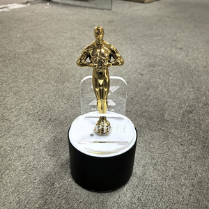 LED Illuminated Mini Golden Statue <b>Display</b> <b>Stand</b> Round Acrylic Base For Bar KTV Wine Rack - Product Image 3