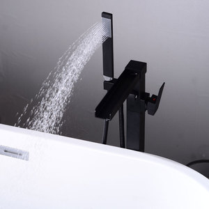 Rubinetto per Vasca da Bagno Autoportante in Rame <span class=keywords><strong>con</strong></span> Acqua Calda/Fredda, Set <span class=keywords><strong>Doccia</strong></span> Laterale <span class=keywords><strong>con</strong></span> Getto a Pioggia Singolo per <span class=keywords><strong>Doccia</strong></span> da Seduti/In Piedi - Product Image 3