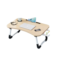 Table d'Ordinateur Portable Pliable en Plastique, Portable, avec Fente pour Carte et Porte-Gobelet, pour Bureau à Domicile ou Dortoir Étudiant (Vente en Gros)