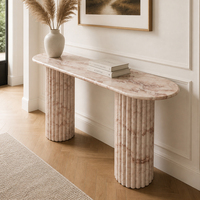 Table d'appoint en marbre rose, console d'entrée, bar sur mesure, mobilier de luxe en pierre pour salon et hôtel