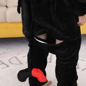 Pyjama en flanelle unisexe automne-hiver, costume de performance d'animal dinosaure, pyjama noir pour couples - Product Image 3