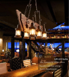 Винтажная деревянная люстра, твердая деревянная подвеска, потолочный светильник, кофейный бар, ресторан, современный традиционный дизайн, 220v средняя лампа - Product Image 6
