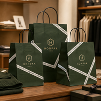 Sac shopping en papier personnalisé de luxe HONPAK avec logo, poignées torsadées, emballage de boutique, sac cadeau pour marque de mode