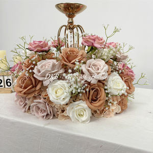 พวงหรีดดอกกุหลาบสีชมพูทำมือคุณภาพสูงจากผ้าไหม สำหรับตกแต่งงานแต่งงาน งานอีเว้นท์ และตกแต่งโต๊ะกลาง - Product Image 4