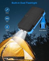 Batterie solaire portable 20000 mAh à charge rapide avec panneau pliable, 4 câbles intégrés et double éclairage LED pour les aventures