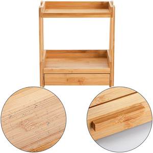 Mehrzweckiger 2-stöckiger Moderner Bambus Öko-freundlicher Make-up Organizer Kosmetik- und Parfüm-Präsentationsständer mit Schublade für Badezimmer-Arbeitsplatte - Product Image 3