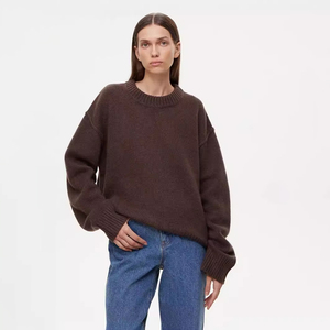 Mùa Thu Và Mùa Đông Màu Rắn Vòng Cổ Dệt Kim Áo Len Giản Dị Lỏng Dệt Kim Áo Thun Đan Áo Len Áo Thun Cho Phụ Nữ - Product Image 4