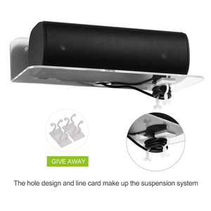 Transparent Wall-mounted Clock Speaker Acrylic Floating <strong>Shelves</strong> with Cable Clips for Bedroom Bathroom Gaming Room Living Room - Product Image 2