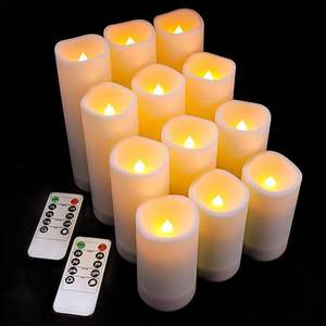 Bougie Pilier LED sans <span class=keywords><strong>Flamme</strong></span> à Télécommande, Étanche, en Plastique, Effet Scintillant, Idéale pour Décoration Extérieure et Mariages – Qualité Supérieure à Prix Abordable - Product Image 2