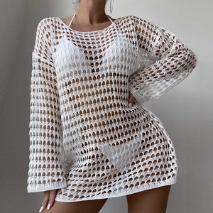 Nouvel Arrivage Usine – Pull Tricoté Couleur Unie à Manches Longues, Robe <span class=keywords><strong>de</strong></span> Plage Sexy pour Femme, Idéale pour le Fitness et les Maillots <span class=keywords><strong>de</strong></span> <span class=keywords><strong>Bain</strong></span> - Product Image 3