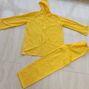 Yellow Pvc rainsuits raincoat waterproof for men and women rain wear raincoat and pants