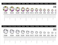 1440 pièces de strass pour ongles AB/Transparent Super Pailleté Ss3-ss20, à dos plat, non thermocollants, en résine 3D, pour nail art DIY, cristaux ronds pour manucure
