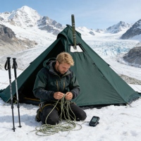 Pyramide portable et légère pour le randonnée avec un poteau en fibre de carbone et un tissu en SilNylon pour un poids minimal