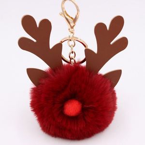 Porte-clés en peluche cerf de Noël, boule en fourrure, ornement en peluche, breloque mignonne pour sac, décoration de sapin de Noël - Product Image 3