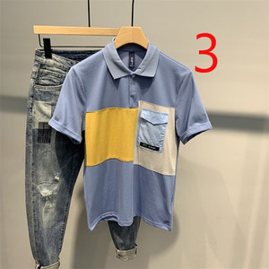 Le strisce estive della maglietta 3235 da uomo erano sottili a mezza manica sottili 2025 nuove maniche corte alla moda Standard ricamate - Product Image 3