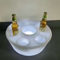 Plateau flottant rond pour boissons, 7 compartiments, en plastique, avec éclairage LED, porte-gobelets