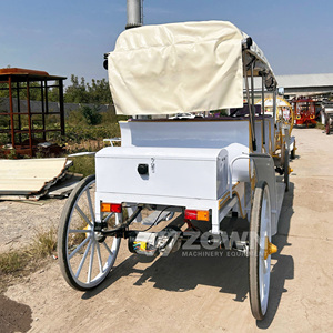Chariot de tourisme multi-rangs à cadre blanc et roues dorées pour défilés et événements - Product Image 2