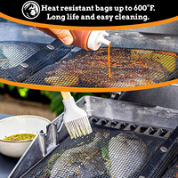 Sac en maille réutilisable antiadhésif en fibre de verre de qualité alimentaire pour barbecue en plein air, maison, jardin, camping-barbecue, accessoires