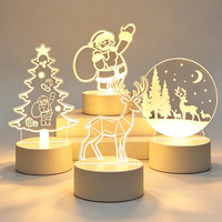 Lampe de nuit LED 3D en acrylique personnalisable pour Noël, Père Noël, arbre, cerf, lampe de table, lampe de nuit chaude pour chambre à coucher, cadeau de Noël